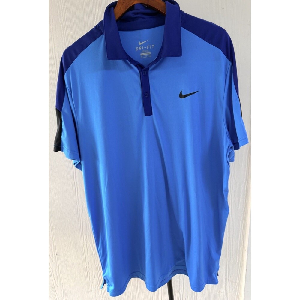 Nike Dri-Fit Men's Tennis Polo Shirt Size XXL Blue Black.